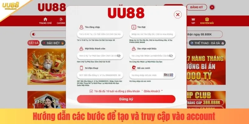 Hướng dẫn các bước để tạo và truy cập vào account