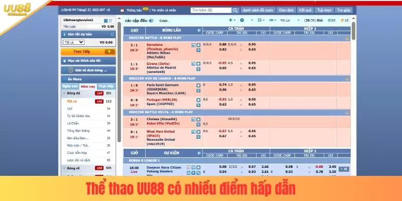Thể thao UU88 có nhiều điểm hấp dẫn